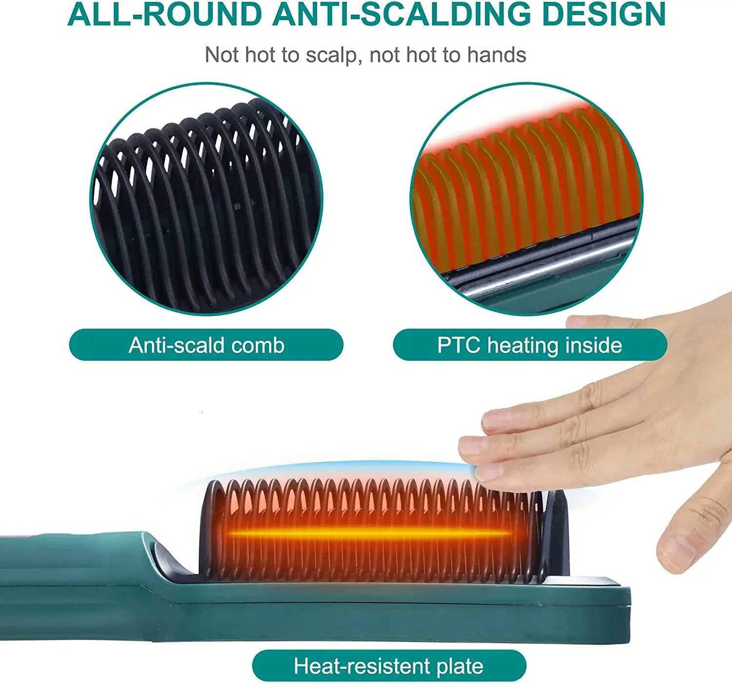 Hair Straightener Brush LCD Hot Comb Wet And Dry Straightening Comb Tourmaline Ceramic Quick Heating Curler And StraighteningT251122