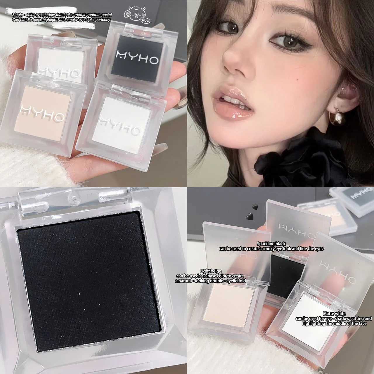 Long-Lasting Matte White and Smoky Black Eyeshadow PaletteDelicate High-Pigment Monochrome Contour Enhancing for daily wearT251122