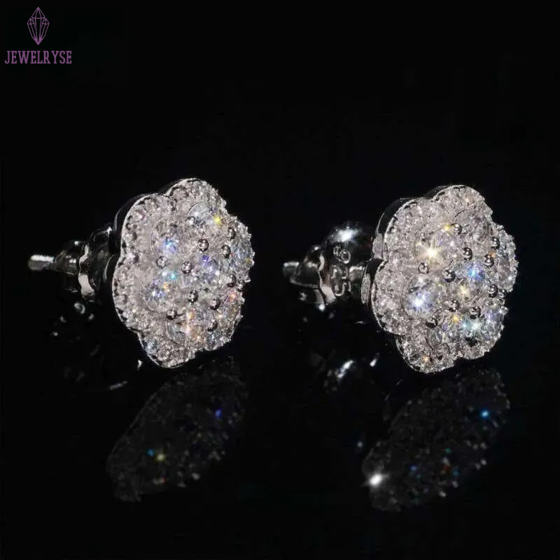 Elegant Dazzg Trendy wer 10MM Moissanite Dia Ear Studs For Men Women Hip Hop Jewelry Fine Earrings 10K Solid Gold