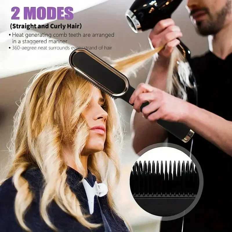 Multi-Functional Electric Hair Straightener Comb 2-in-1 Styler for Straightening Curling and StylingT251122