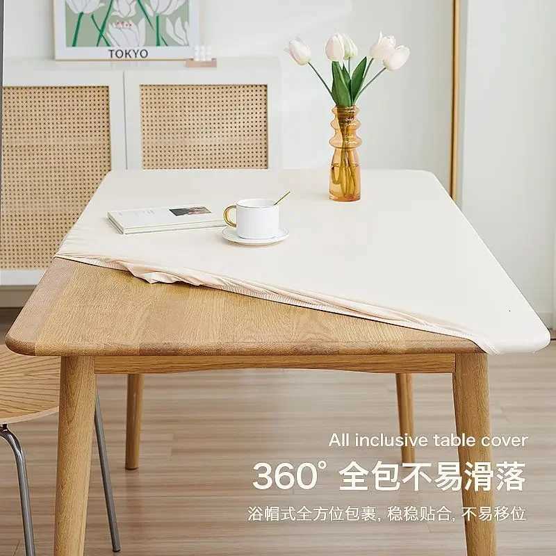 90 x 180cm Leather surface Waterproof Oil-proof Tablecloth Cover for Dining Table Square Surrounded Table Mat Elastic Protection C251122
