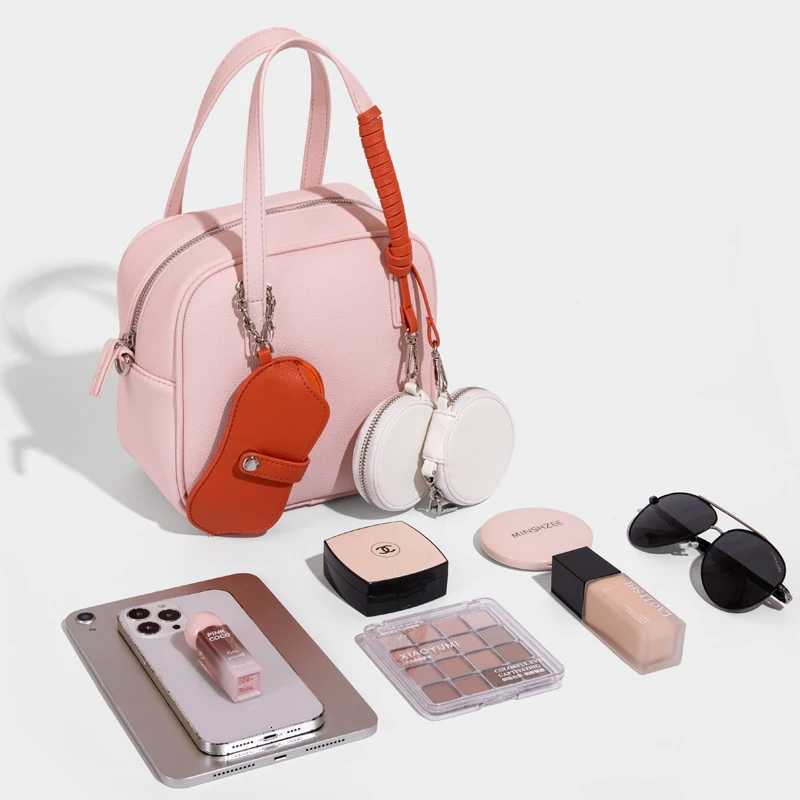 Korean Casual Box Composite Bags For Women Luxury Designer Handbag Purse 2025 New In PU Lychee Pattern Top Handle Small ShoulderT251122