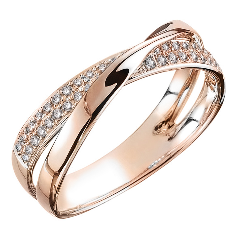 Simple and Personalized X-shaped Two-tone Womens Zircon Copper Ring High quality gold designer diamond ring rings designer for women engagement men lo - view 6