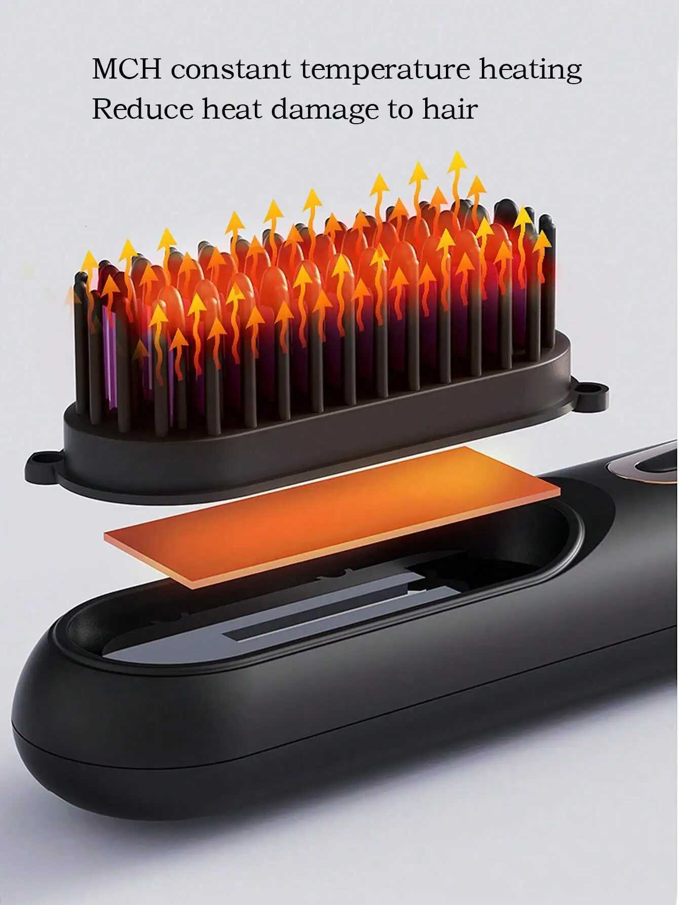 1PC Cordless Hair Straightener Brush USB Charging Mini Ionic Hot Comb Straightener For Women Ceramic Coating Anti-Scald LightwT251122