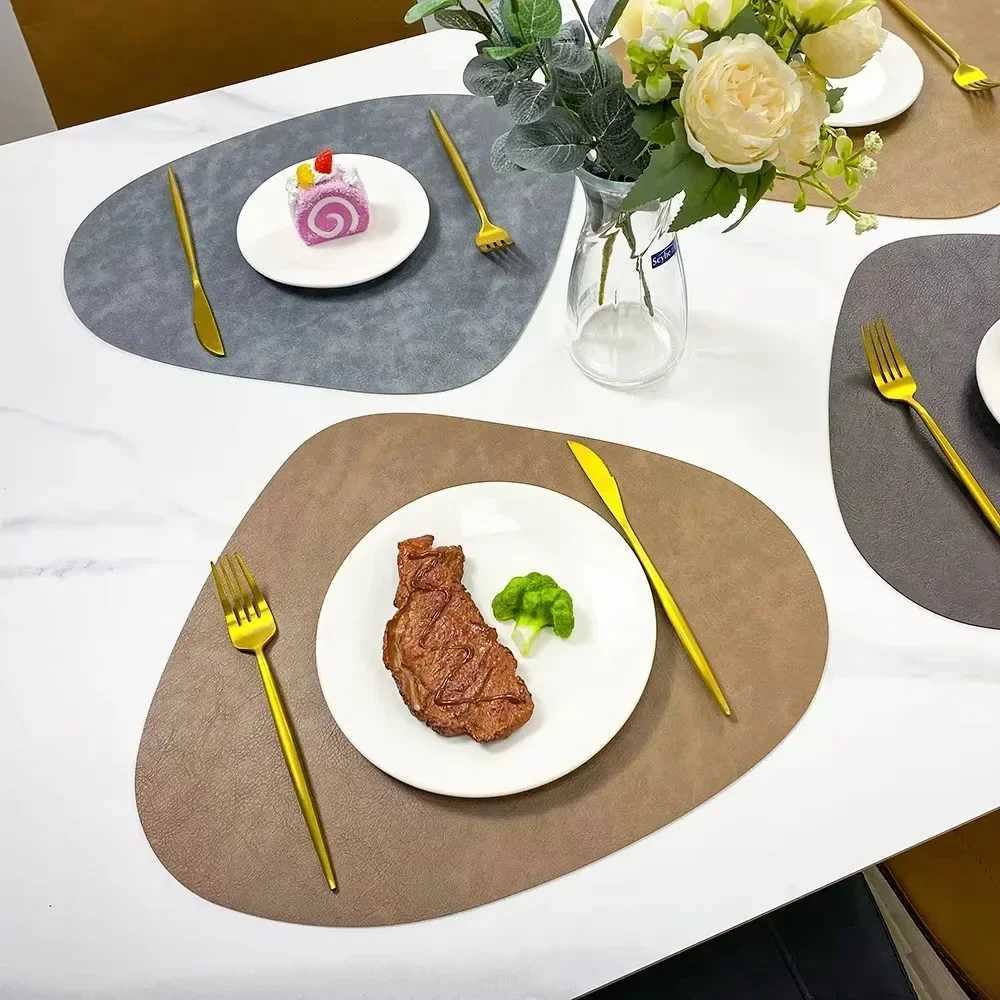 Teardrop Shape PU Leather Placemat Imitation Cowhide Texture Double-SidedWaterproof Table Protectors for Stylish Dining Mat Pad C251122