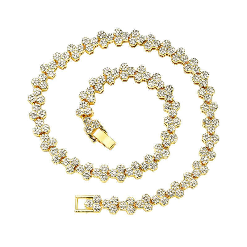 Fashion Triple Round Set Women's Jewelry Iced Rhinestone Cluster Bracelet Necklace