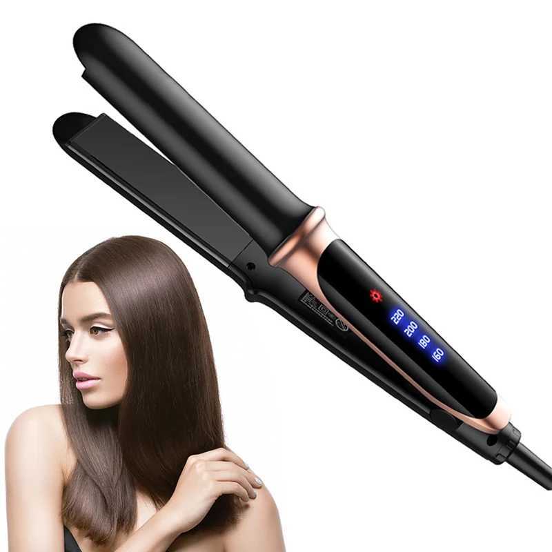 Portable 2-in-1 LCD Display Ceramic Plate Hair Straightener Iron Electric Hair Brush for Household UseT251122
