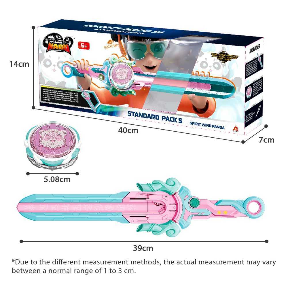 Infinity Nado 6 Power Pack-Spirit Wind Panda Upgraded Metal SpinnTop Gyro39cm Sword Launcher Kid Toy Birthday Gift J250422