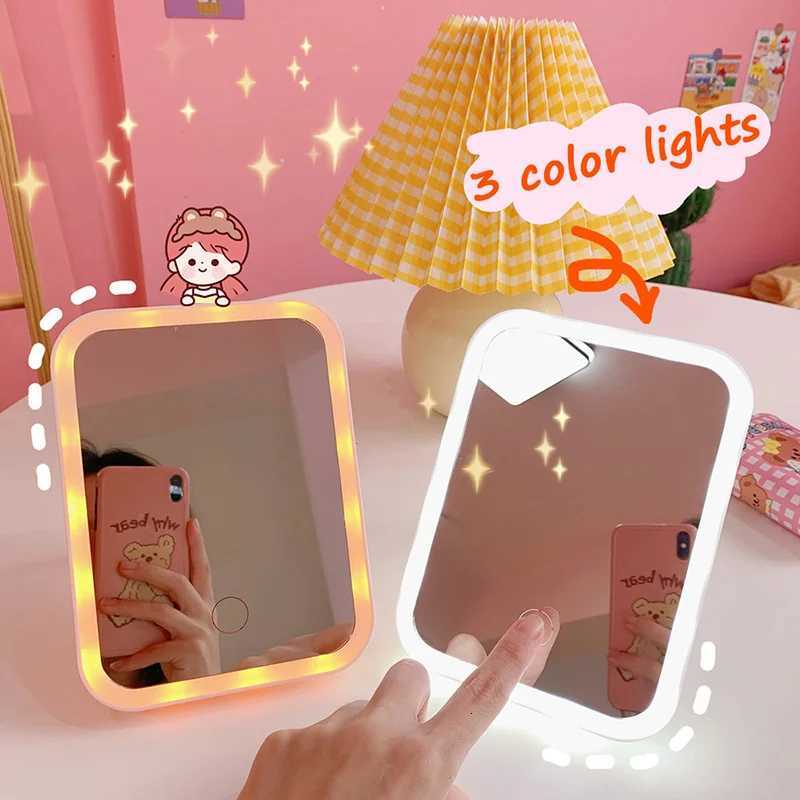 Rechargeable Portable Lamp LED Makeup Mirror Desktop Folding Portable Mirror Travel Vanity Looking Glass Light Fill Light M251122