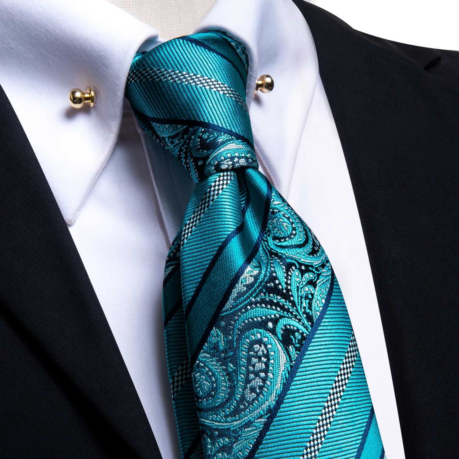Hi-Tie New Luxury Teal Blue Wedding Necktie Mens Tie Glod Collar Pin Solid Handky Cufflinks Set Tie For Men Luxury High Quality G251122