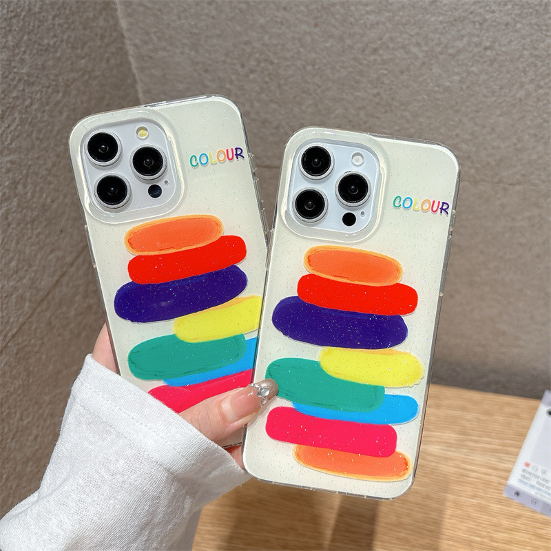 Colorful Graffiti Stacked Color Blocks Phone Case Compatible with iPhone 17 Pro Max New Creative Protective Case iPhone 16/15 Pro