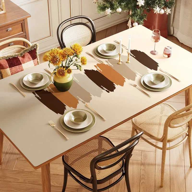 Cream Wind Table Mat Oil and Waterproof Anti-scald Table Mat Household Erasable and Non Washable Desktop Protective Pad C251122