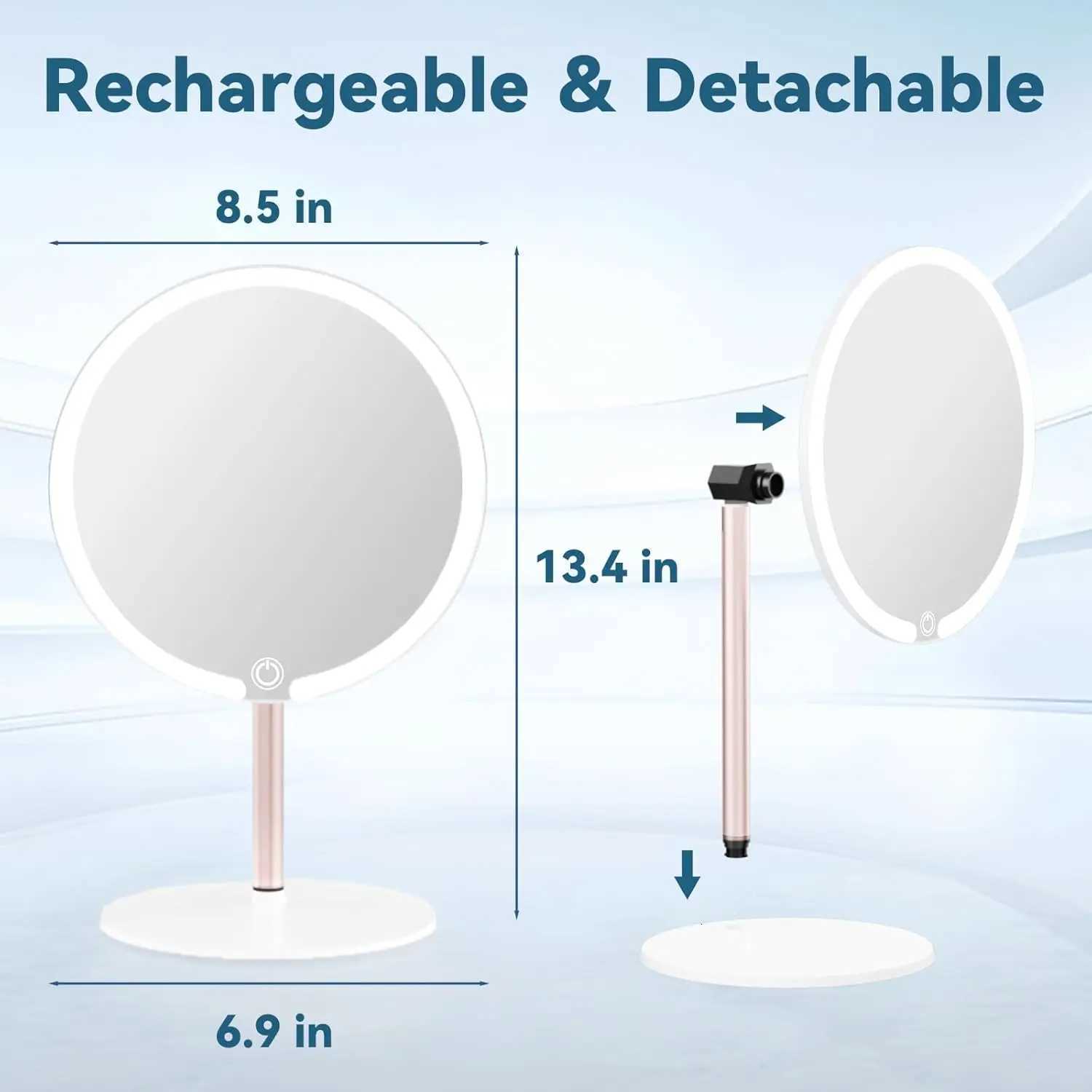 Portable Vanity Makeup Mirror with Lights Touch Control 3-Speed Brightness Multi-Angle LED Cosmetic Mirror for Makeup Grooming M251122