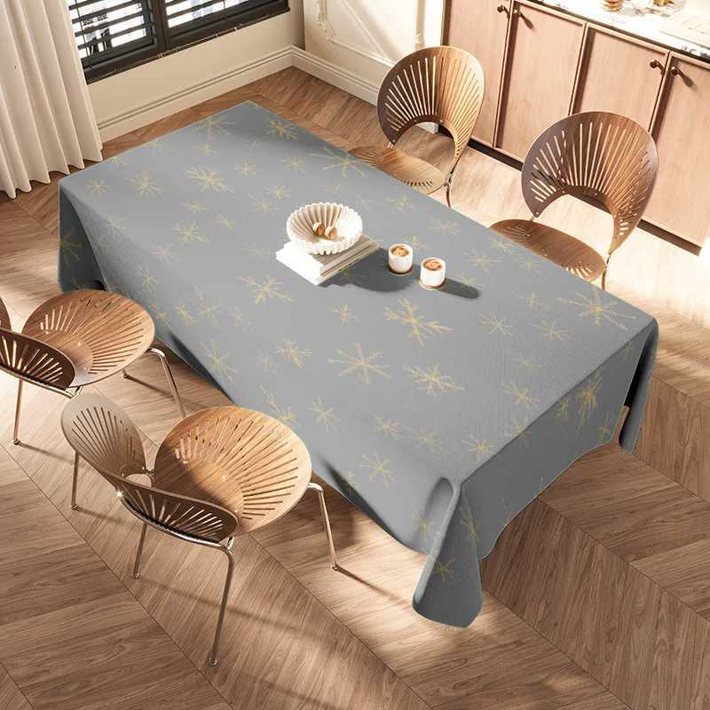 Modern Nordic Style Snowflake Printed Tablecloth for Dining Room Decoration Gray 150x240cm Large Size C251122