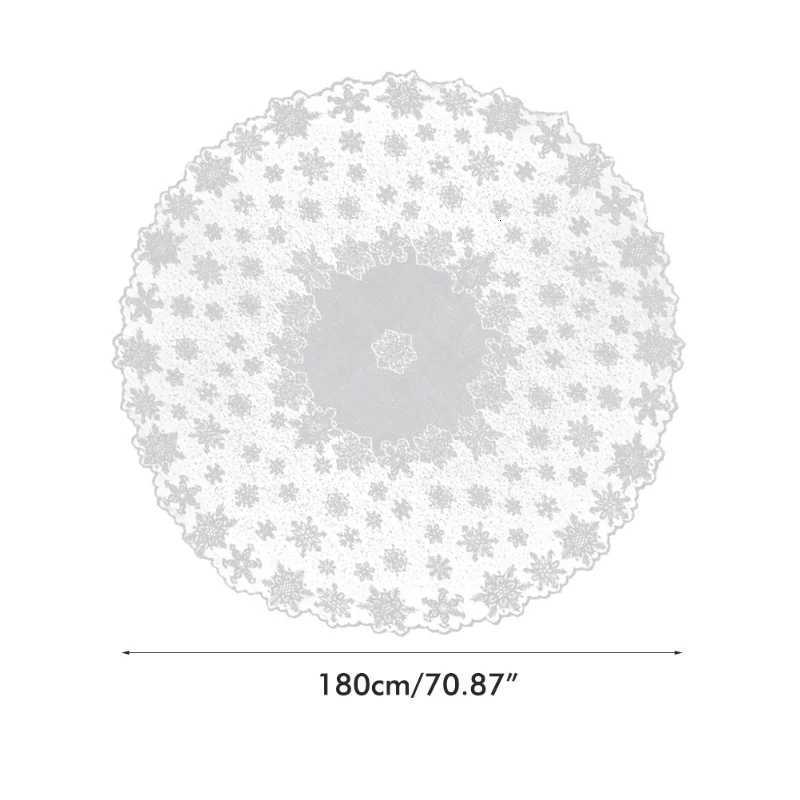 Christmas Lace Snowflake Pattern White Tablecloth Round 180cm Diameter C251122