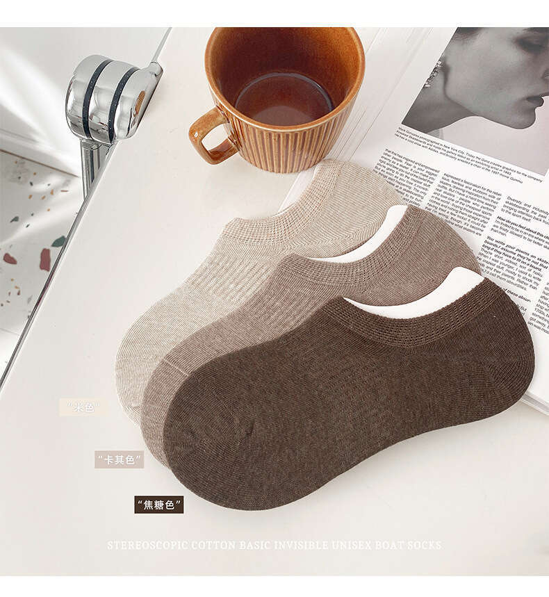 Summer Solid Cotton Basic Invisible Neutral Boat Women's Socks 35-42 Wazi B5