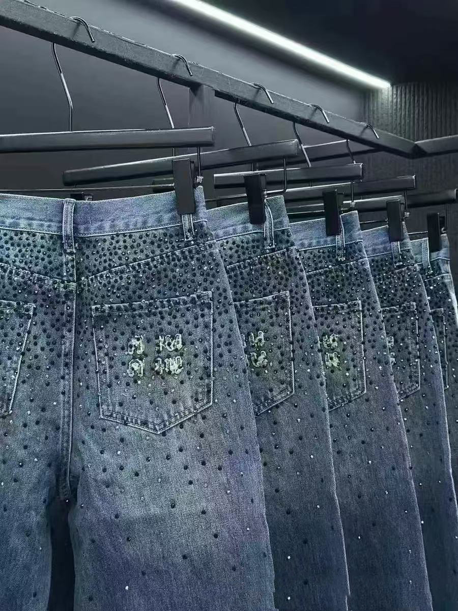 Blue Women Streetwear Vintage Fashion High Waisted Wide Leg Jean Female Trouser Letter Hip Hop Baggy Denim Pants Women's Jeans S---2XL Z260313