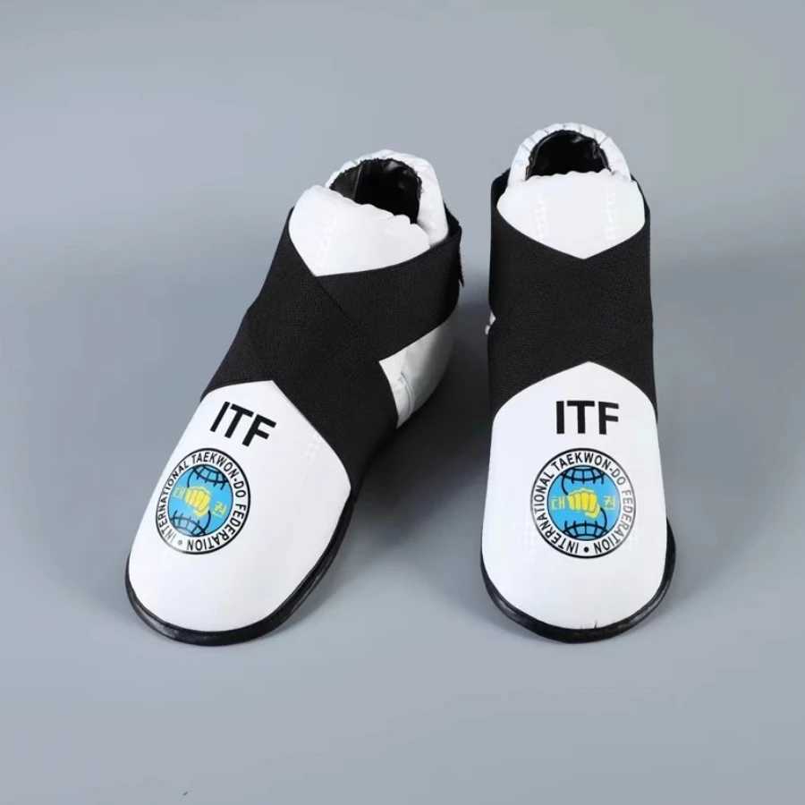 Professional white ITF gloves shoes Taekwondo protectors adult and childrens TKD ankle instant foot protection set boxing gloves competitionXJ250422