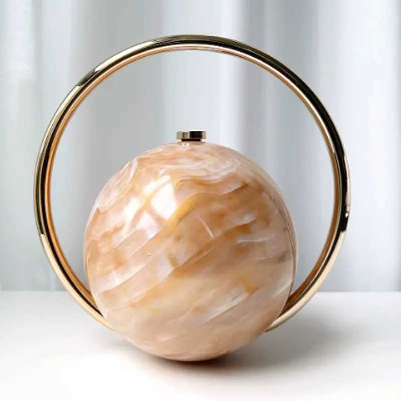 Fashion Bride Pearl White Round Metal Gold Women Luxury Evening Banquet Clutch Bag Wedding Purse Party Day Handbag K251121