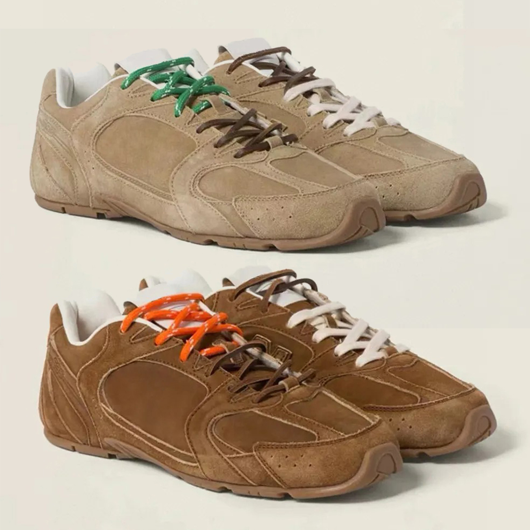 New Flat Casual Shoes Loafers Women Round Toe Lace Up Luxury Men Shoes Running Couple Designer Shoes Cow Suede Unisex Sneakers factory footwear with box