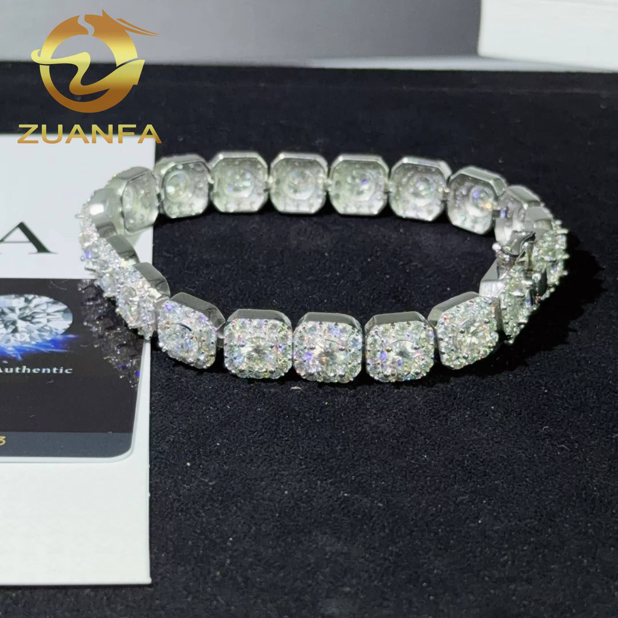 10mm Hip Hop Jewelry Iced Out Moissanite Cuban Bracelet 925 Silver Moissanite Cuban Link Bracelet Rapper Jewelry