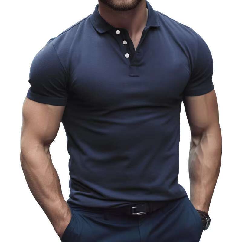 DHessentials Summer New Short Sleeve Polo Shirt Men's Large Loose Collar Solid Color T-shirt