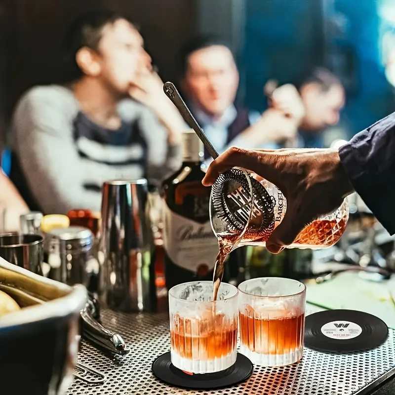 6pcs/set Coasters Vinyl Record Coasters Creative Retro ic Nostalgic American Rock CD Non-slip Insulation Pads C251122