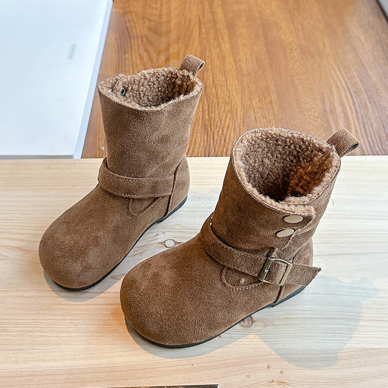 New designer shoes retro foldable suede boots winter new Korean girls wool lined cotton boots midsole Martin boots