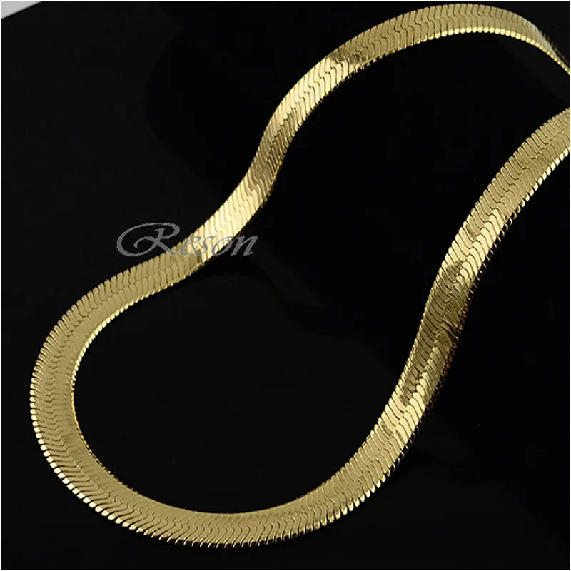 1pcs 10mm Men Women Yellow Gold Color Big Thick Herringbone Chains Necklace 250420