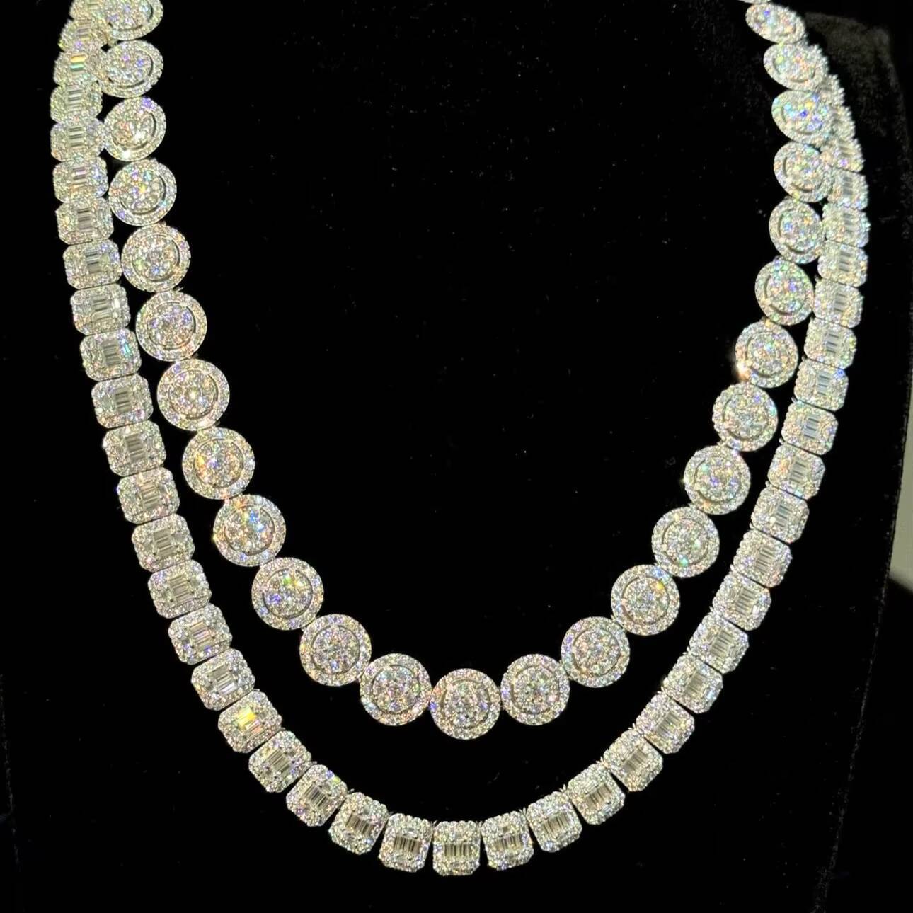 Sterling Silver 925 Necklace Vvs Moissanite Hip Hop Iced Out Jewelry Tennis Bracelet Chain