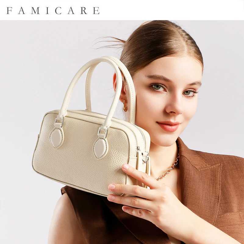 2025 New Womens Mini Casual Single Shoulder Crossbody Ladies Fashion Versatile Genuine Leather Boston Handbag Girls Pillow BagT251122