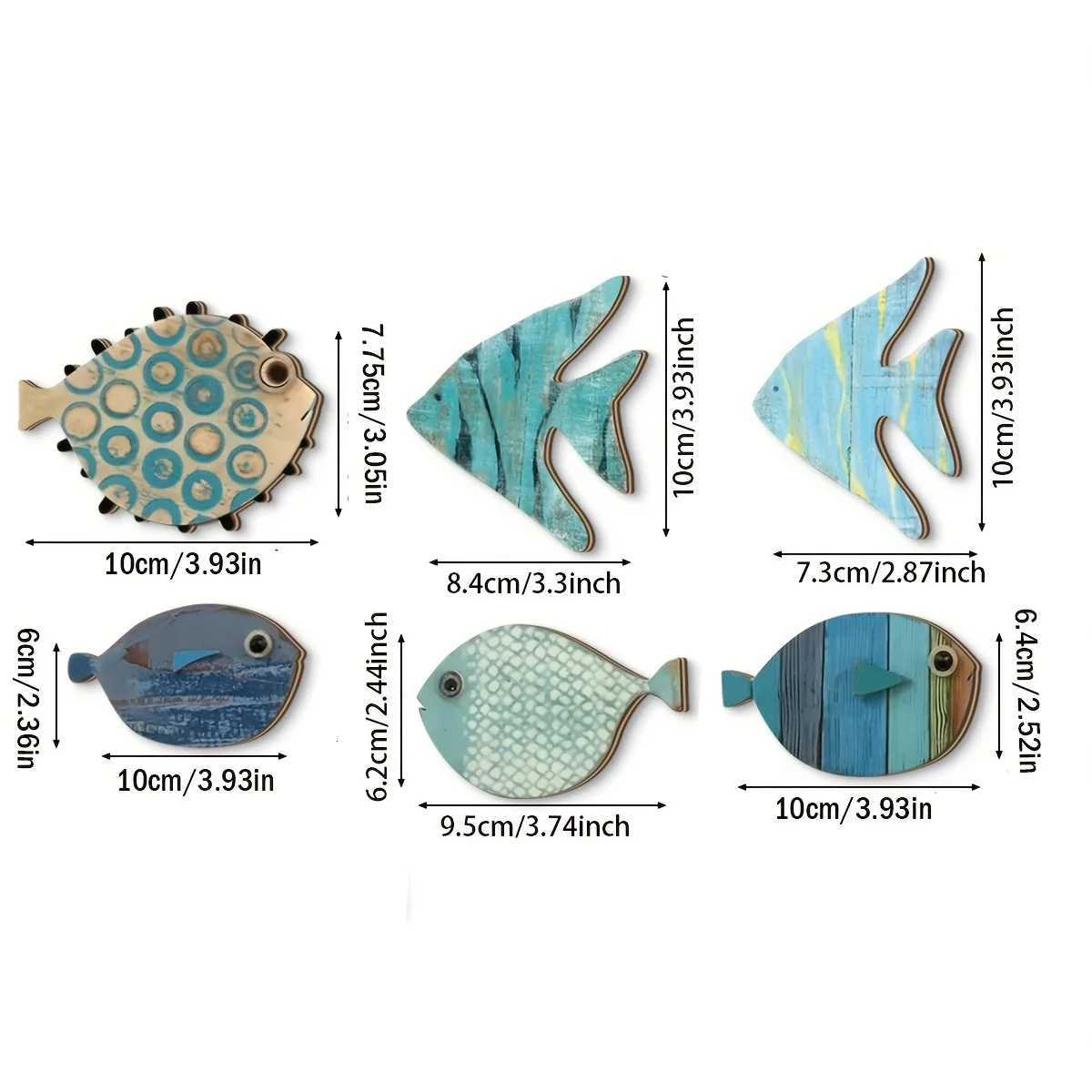 6pcs 2D Fish-Shaped Wooden Coasters Anti-skidding Heat-Resistant Beach-Themed Kitchen Decoration Maritime Style Coffee Shop Use C251122