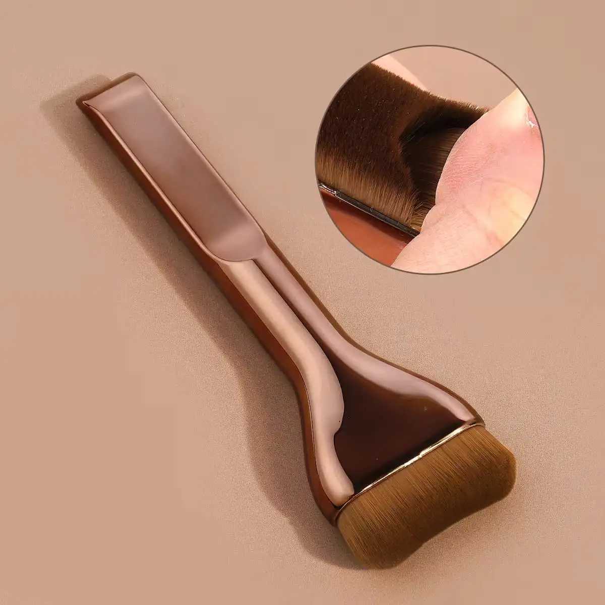 2pcs Skin Friendly Comfortable Synthetic Hairs Makeup Brush Ultra-Soft Durable Foundation Brush Concealer Brush Contour Brush No C251122