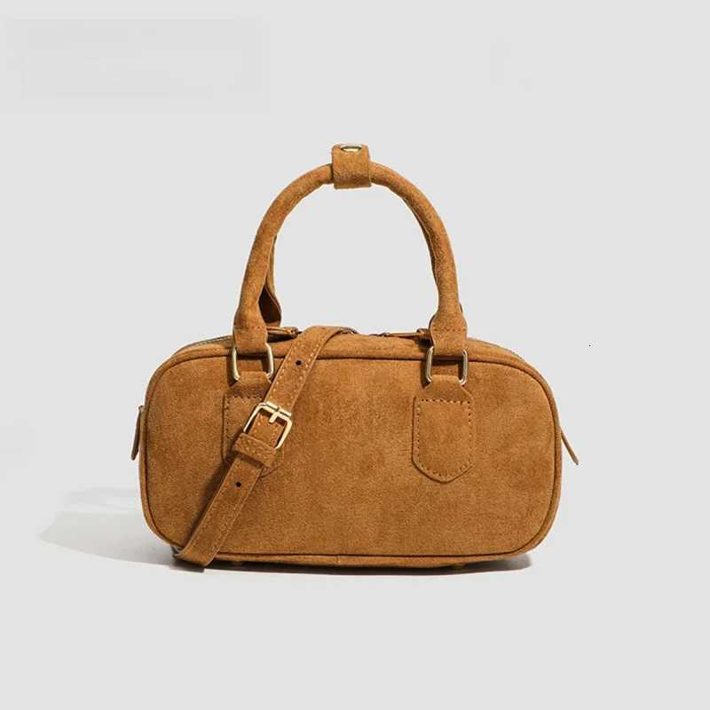 2025New Boston Bag for Women Faux Suede Crossbody Shoulder Bag Bowling Bag Casual Handbag for Women Shopping Trip Autumn andT251122