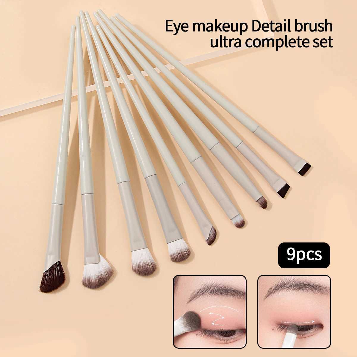 9-piece professional eye makeup brush set ultra-thin eyeliner brush Nose shadow highlight brush eye smudge brush set C251122