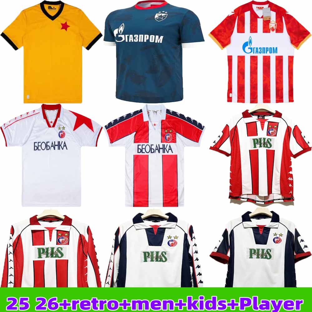 Retro classic Red Star Belgrade soccer jerseys 1995 1996 1997 99 01 Savicevic men Pancev Prosinecki football shirt 25 26 football jersey