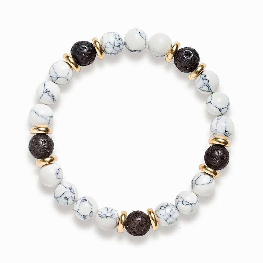 New men's and women's universal white turquoise volcanic stone chain bracelet Bracelet men