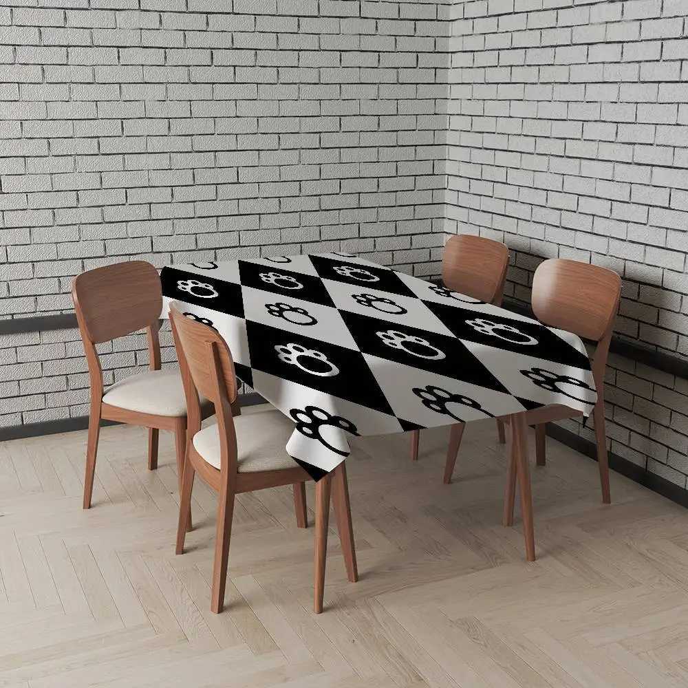 Animal Paw Print Cat/Dog Rectangle Tablecloth - Waterproof Easy Clean For Dinners Parties Picnics C251122