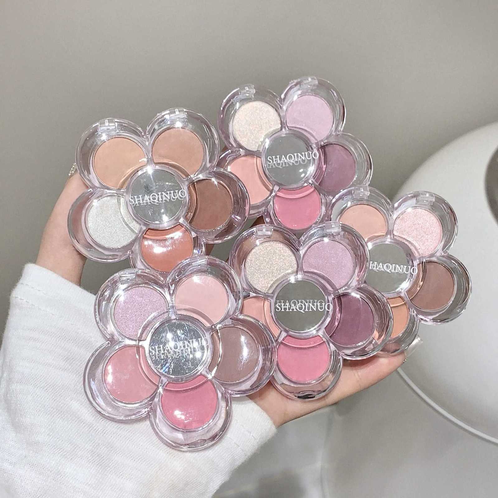 6-color Flowers Eyeshadow Palette Matte Gege Bear Pearlescent Earth Color Sequin Long-Lasting Eyeshadow And Contour PaletteT251122