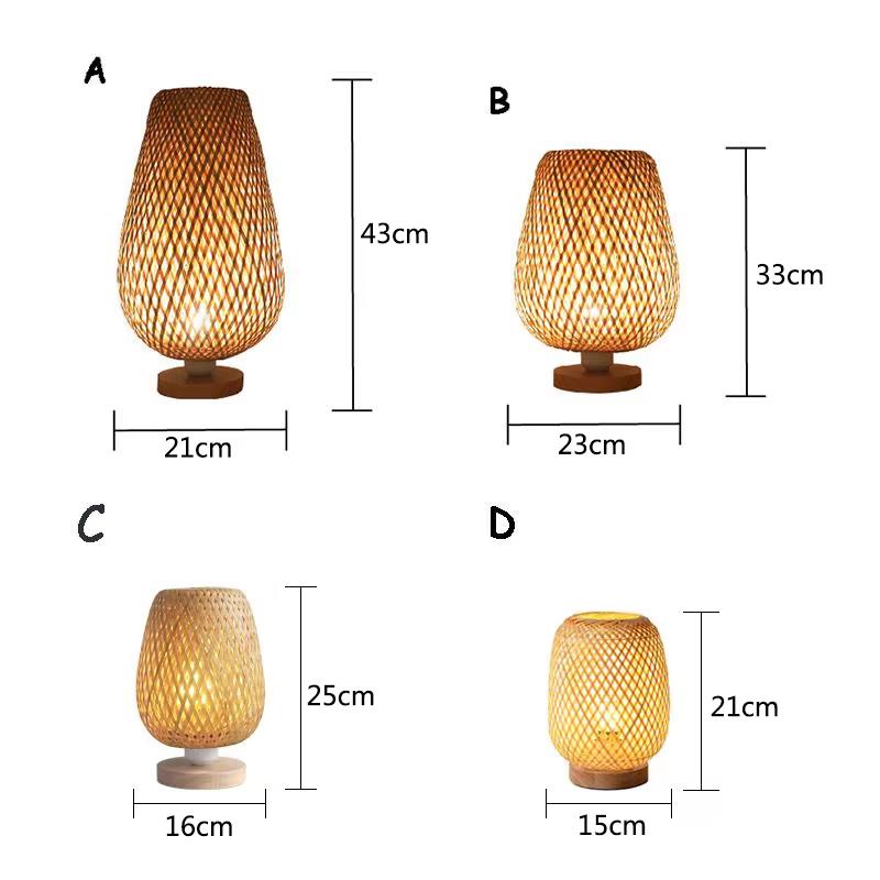 Vintage Bamboo handicraft Table Lamps Handmade bedroom bedside desk lights living room decor warm bamboo wood lamp
