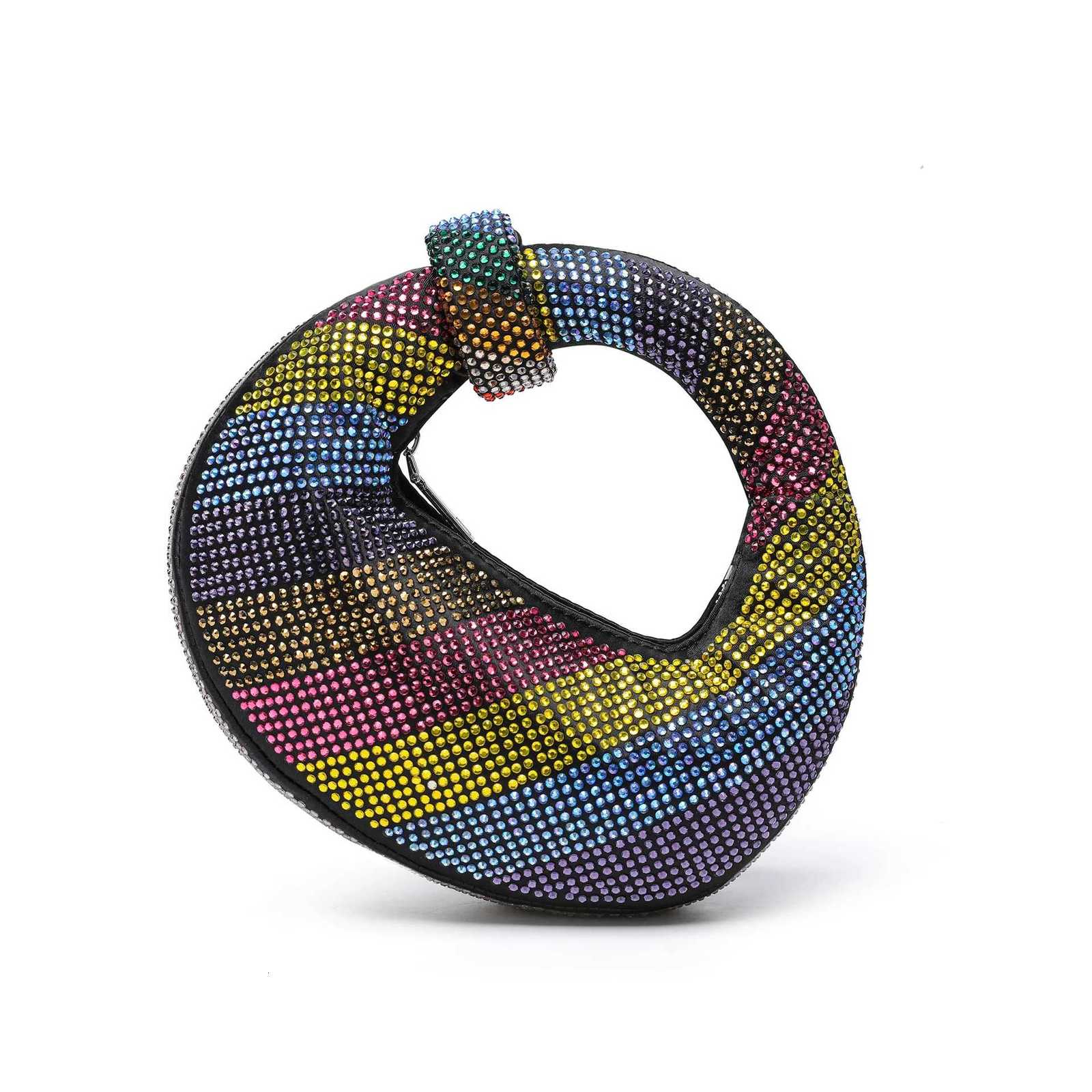 Women Rhinestone Evening Bags For Women Rainbow Top Handle Bag Diamond Handbags Purses Shiny Disc Chain Strap Wrist Shoulder Bag K251121