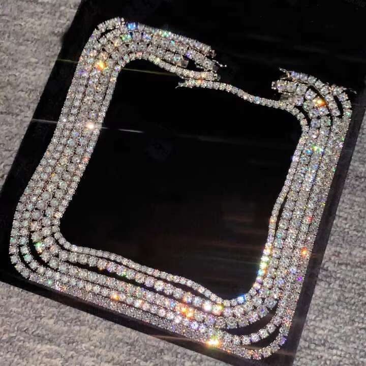 High Quality VVS Moissanite Tennis Chain Necklace Sterling Sier 2mm 3mm 4mm 5mm 6mm for Women Rose White Gold