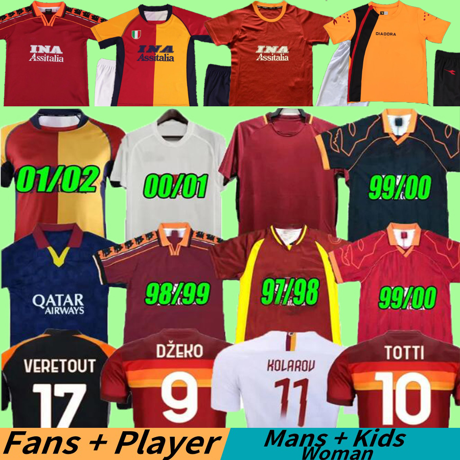 Retro rome soccer jerseys TOTTI 1998 99 2000 01 02 05 06 17 18 19 20 21 BATISTUTA NAKATA DE ROSSI MONTELLA PELLEGRINI GURENKO CAFU Dzeko kids Retrio football shirts