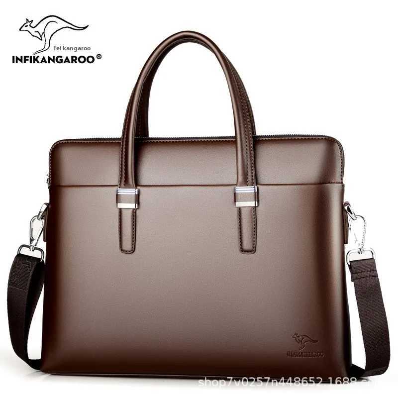 Business elite leather large capacity portable laptop briefcase waterproof and wear-resistant W250422