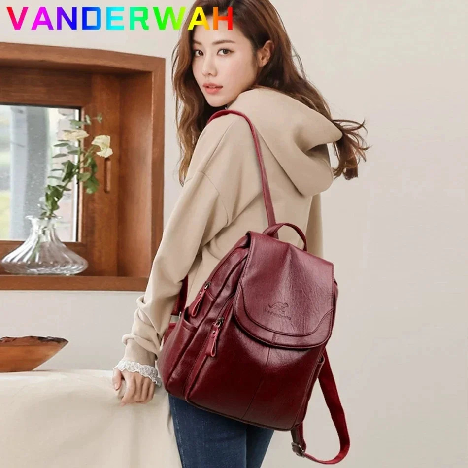 Genuine Women Leather Backpack Fashion Female Shoulder Bag Sac a Dos Ladies Bagpack Mochilas School Bags For Teenage Girls 2024 251111