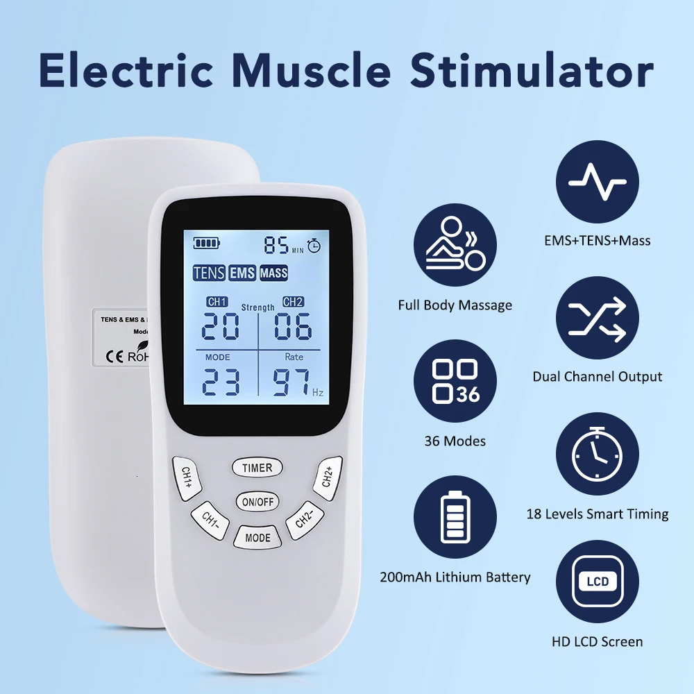 36 Modes Electric Muscle Stimulator Device EMS TENS Pulse Body Massage for Neck Back Body Digital Display Slimming Machine 250418