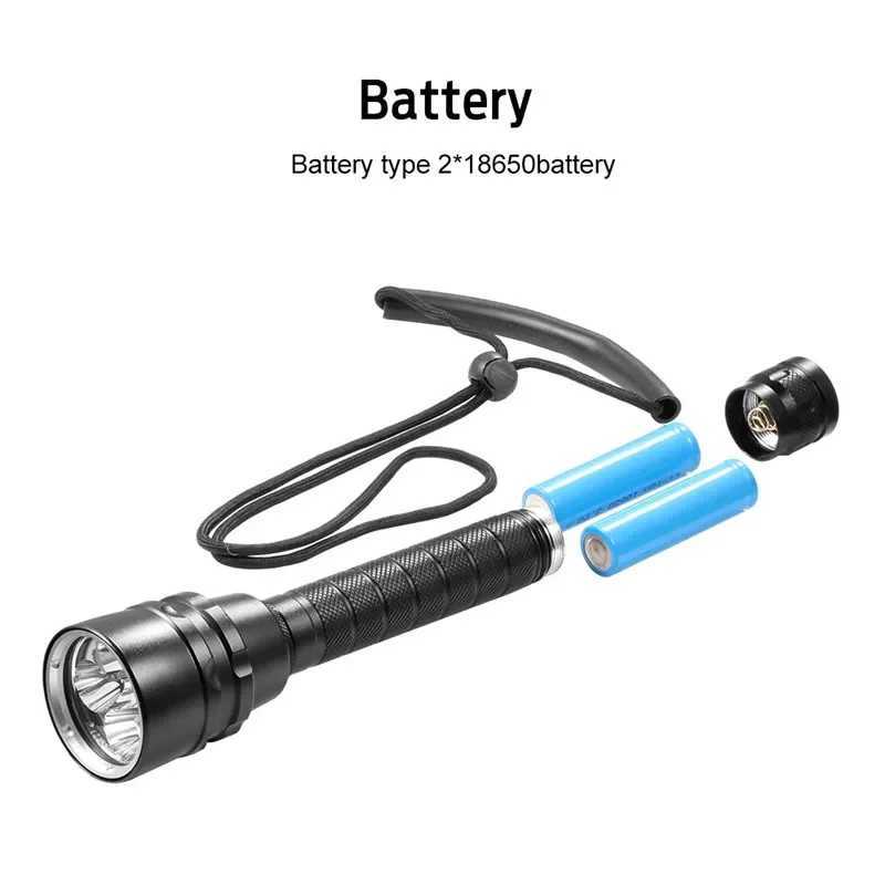 Powerful LED Diving Flashlight Super 8000LM 3/5LED Professional Underwater Torch IP8 Waterproof rating Lamp Using 18650 Battery C251122