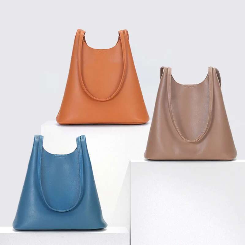 New Women S Commuter Shoulder Composite Bag Fashion Retro Solid Color Handbags Leather Cowhide Underarm Bag