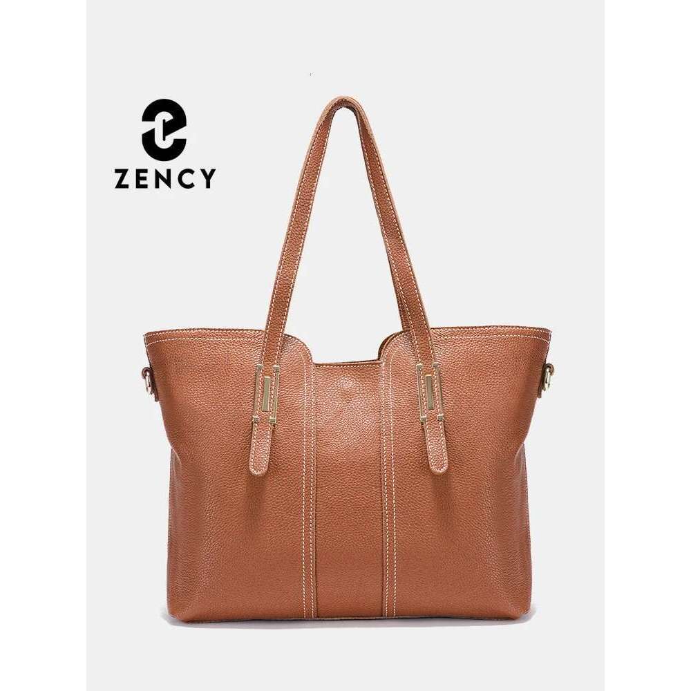 Zency Large Capacity Shoulder Bag For Women Genuine Leather Retro Handbag Tote Purse High Quality Hobos Shopper Bags Bag