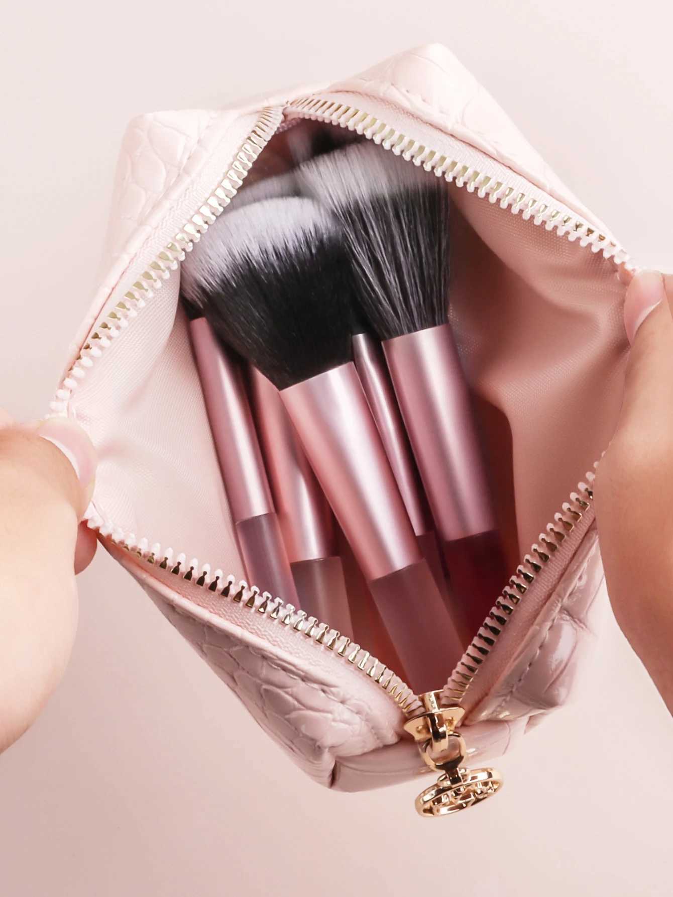 10 mini transparent handle brushescrocodile patterned bag makeup brush Travel portable Makeup Tool Professional with bag C251122